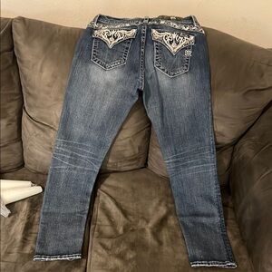 Miss Me Blue Skinny Jeans with Embellished Back